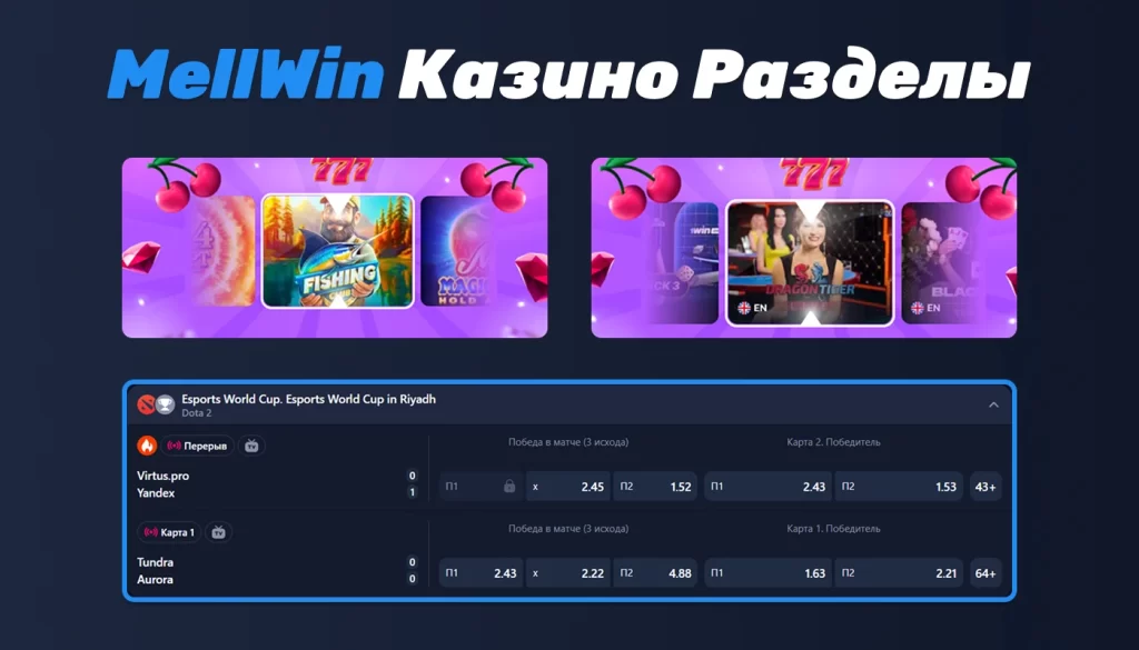 Основные разделы Mellwin Казино